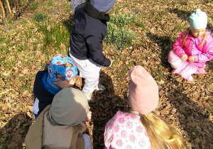 Dzieci w parku wśród kwiatów.