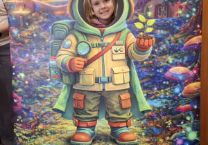 Dziecko w fotobudce kosmonauty.