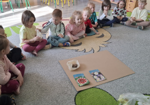 Dzieci na dywanie podczas wprowadzenia do tematu.