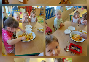 Kolaż z robienia sałatki owocowej.